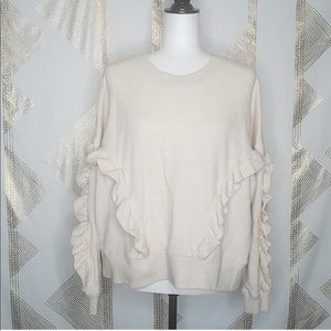 Mile(s) By Madewell Cream Ruffle Sweatshirt